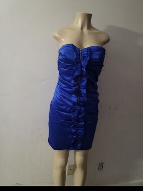 Rubber Ducky Productions, Inc. Strapless Satin Mini Dress in Blue